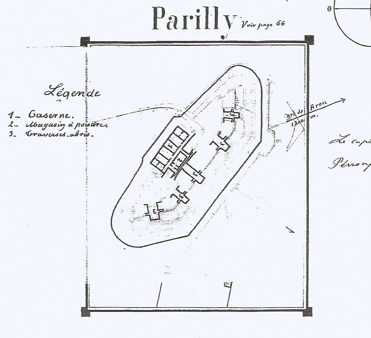 Plan de la batterie de Parilly, en 1883