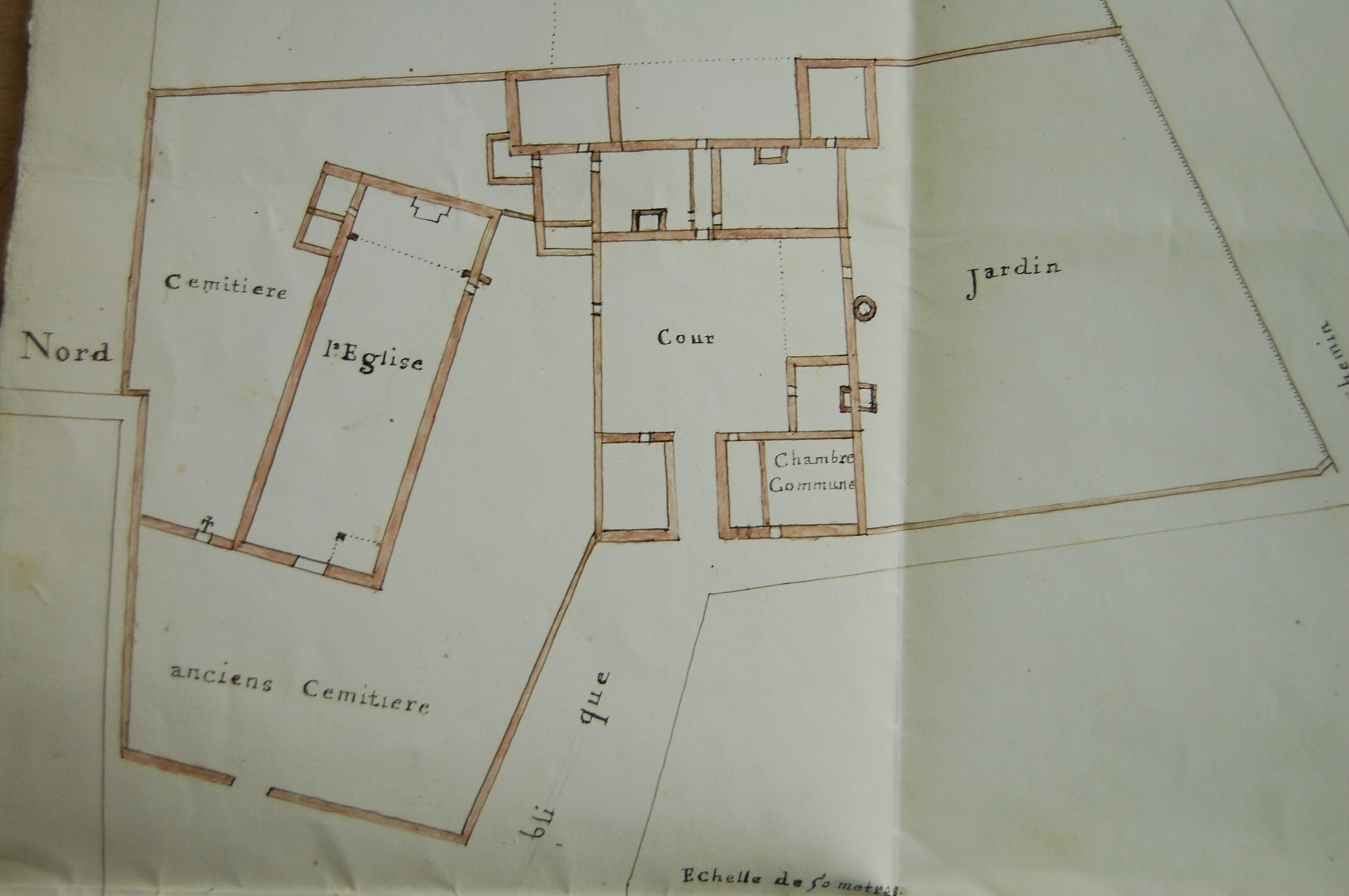Plan de l'église Saint Denis de Bron en 1829