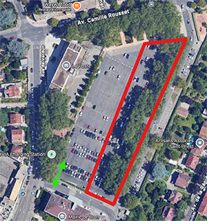 Plan montrant l'emprise de chantier sur la place de la Liberté et l'entrée possible