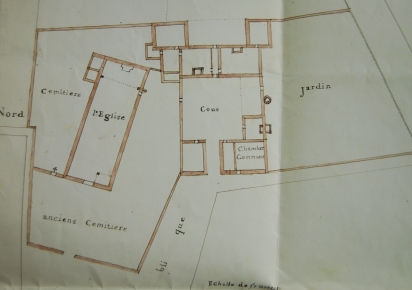 Plan de l'église Saint Denis de Bron en 1829